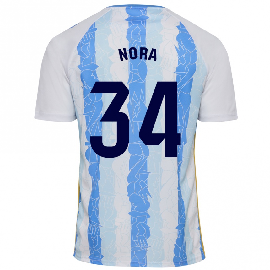 Kids Football Nora #34 White Blue Home Jersey 2024/25 T-Shirt Uk