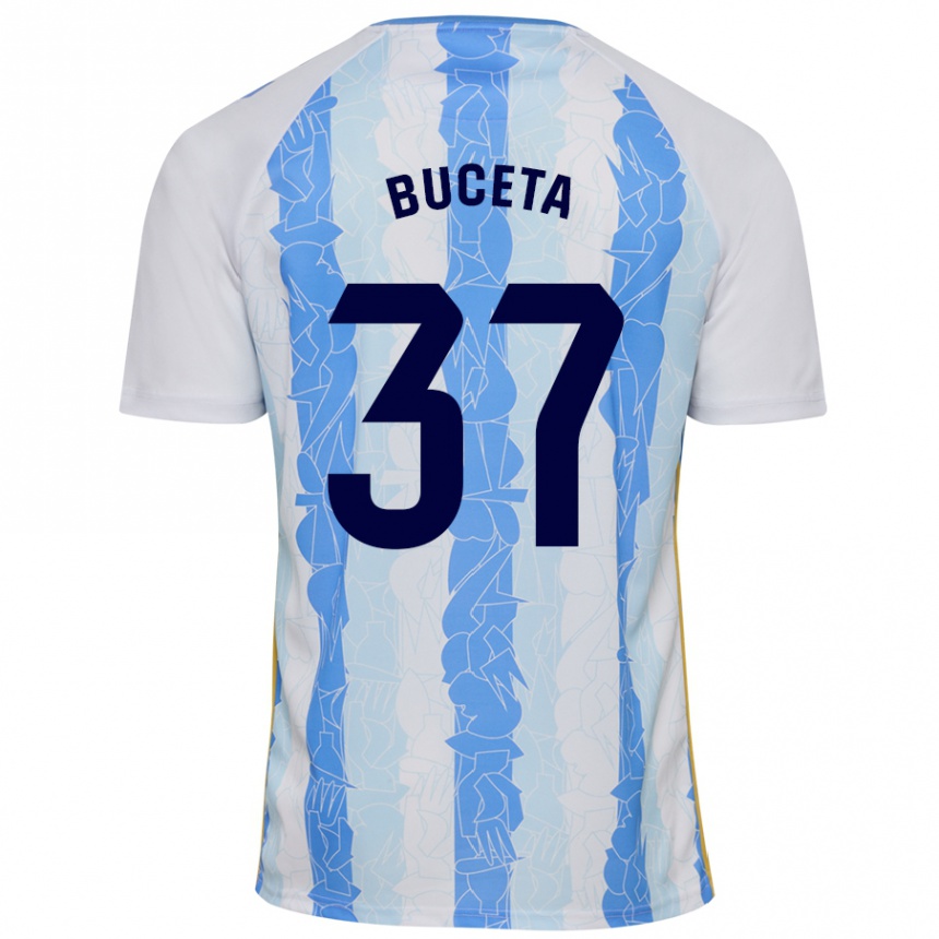 Kids Football Ana Buceta #37 White Blue Home Jersey 2024/25 T-Shirt Uk