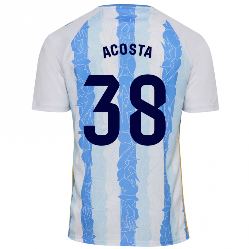 Kids Football Judith Acosta #38 White Blue Home Jersey 2024/25 T-Shirt Uk