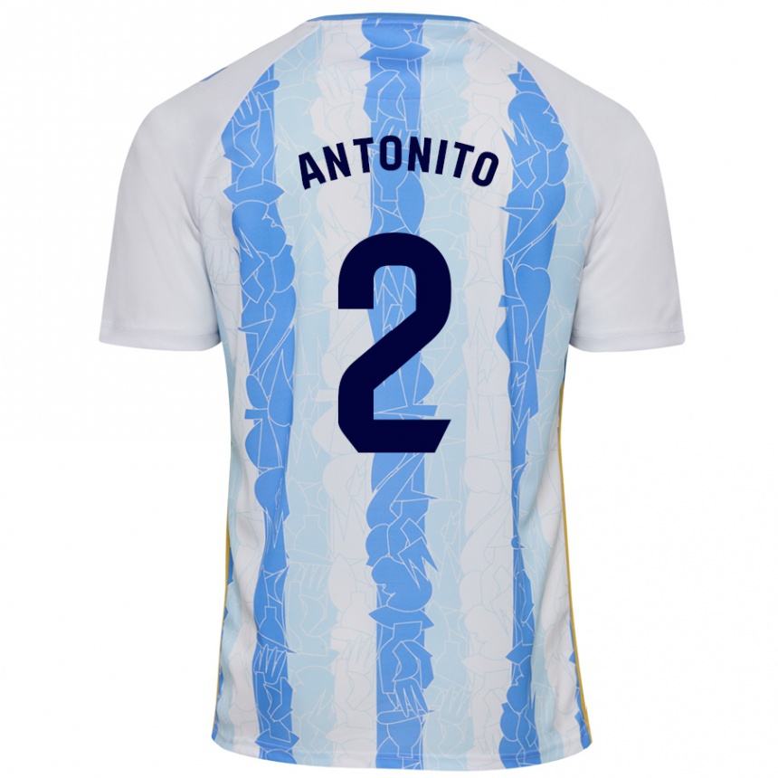 Kids Football Antoñito #2 White Blue Home Jersey 2024/25 T-Shirt Uk