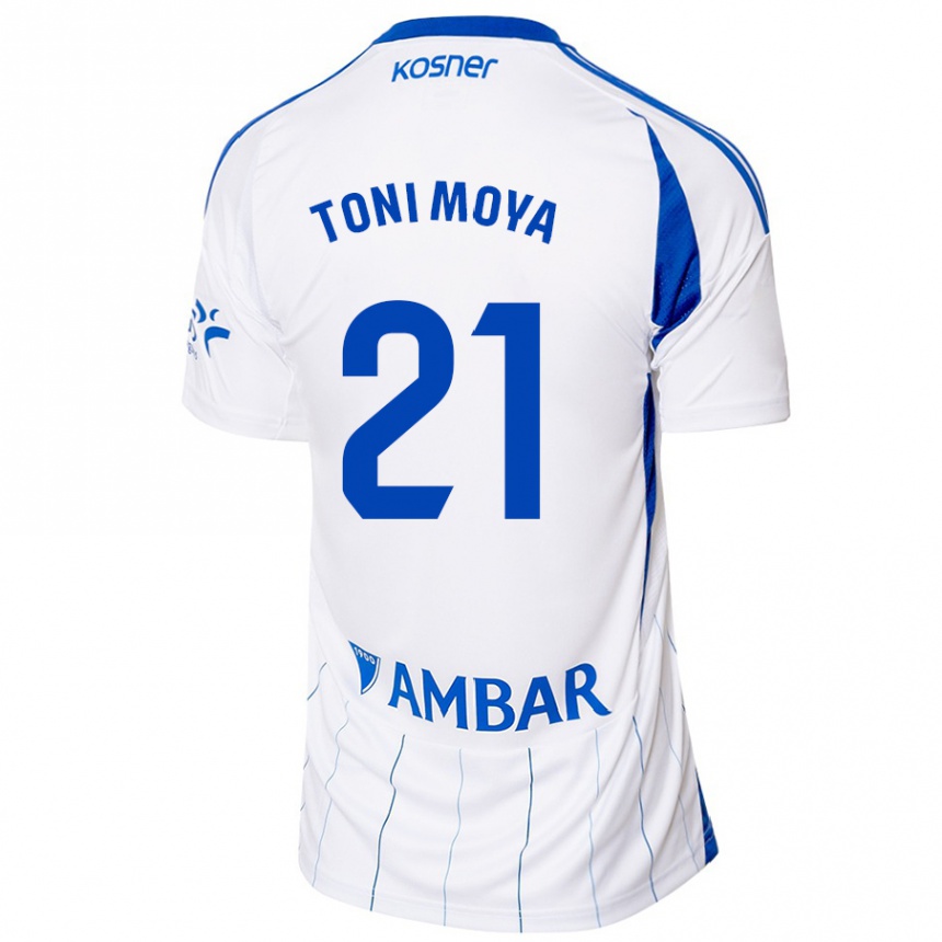 Kids Football Toni Moya #21 Red White Home Jersey 2024/25 T-Shirt Uk