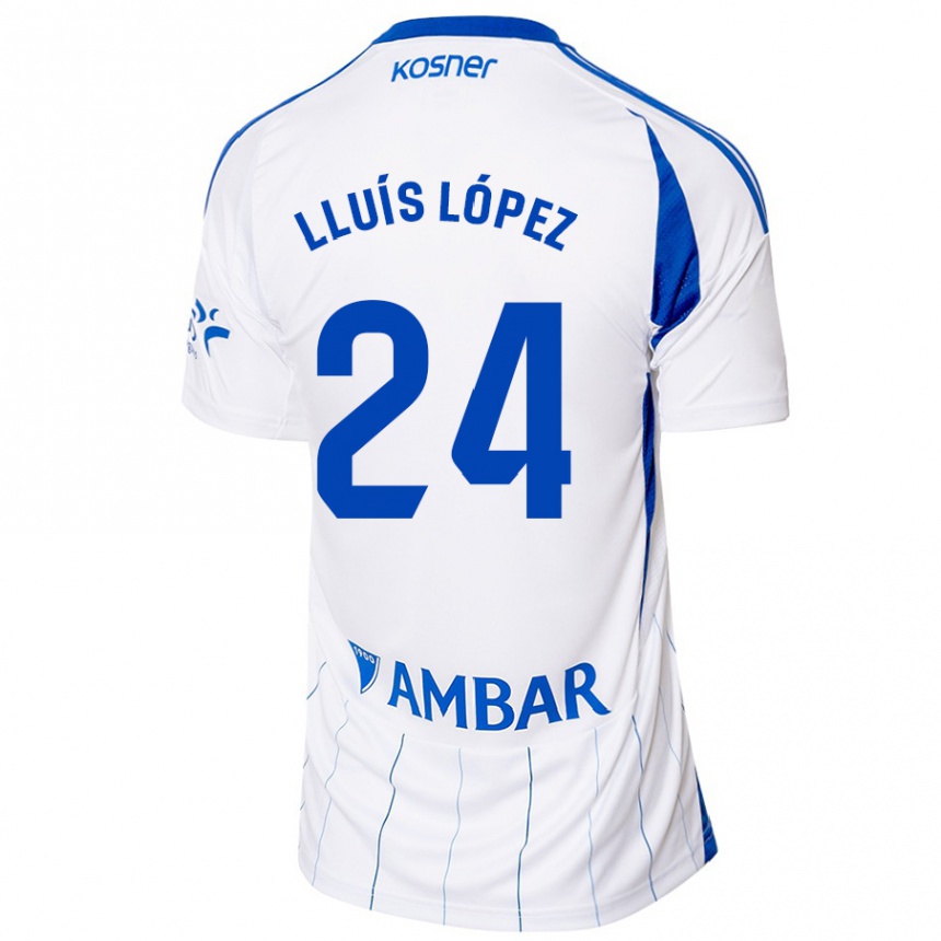 Kids Football Lluís López #24 Red White Home Jersey 2024/25 T-Shirt Uk