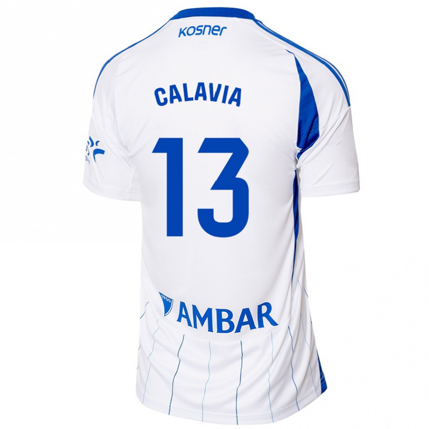 Kids Football Carlos Calavia #13 Red White Home Jersey 2024/25 T-Shirt Uk