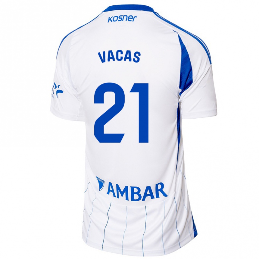 Kids Football Óscar Vacas #21 Red White Home Jersey 2024/25 T-Shirt Uk