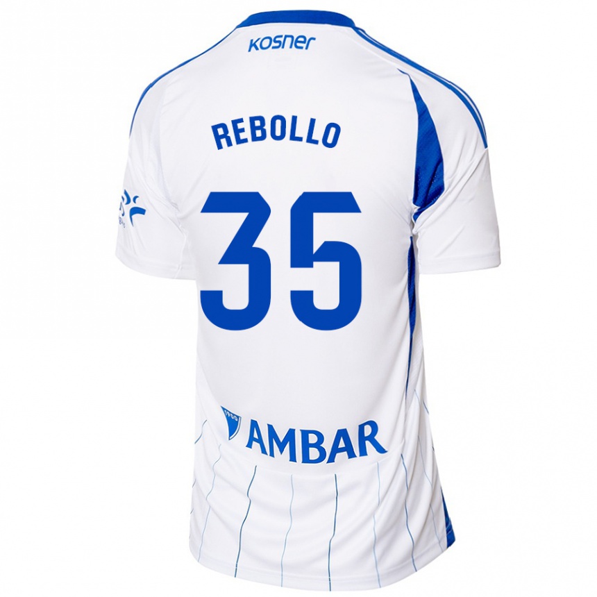 Kids Football Dani Rebollo #35 Red White Home Jersey 2024/25 T-Shirt Uk