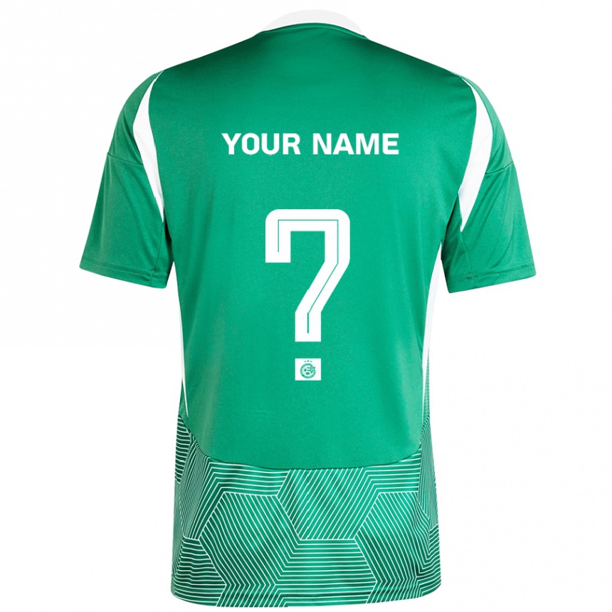 Kids Football Your Name #0 Green White Home Jersey 2024/25 T-Shirt Uk