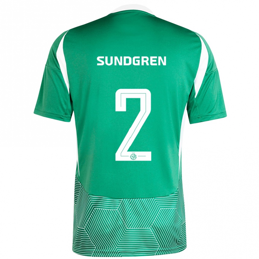 Kids Football Daniel Sundgren #2 Green White Home Jersey 2024/25 T-Shirt Uk