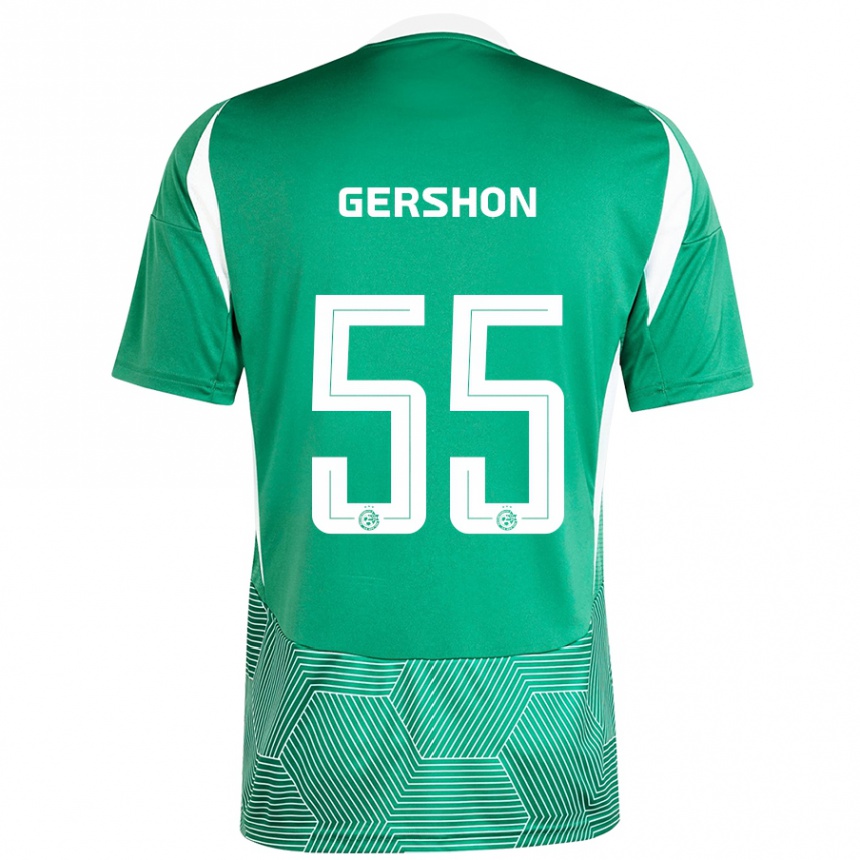 Kids Football Rami Gershon #55 Green White Home Jersey 2024/25 T-Shirt Uk