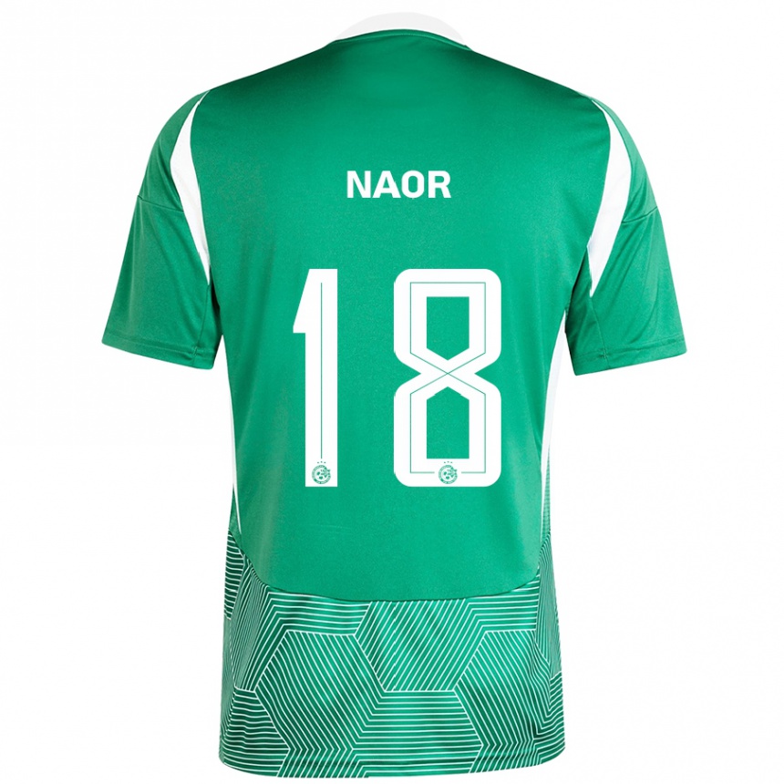 Kids Football Goni Naor #18 Green White Home Jersey 2024/25 T-Shirt Uk