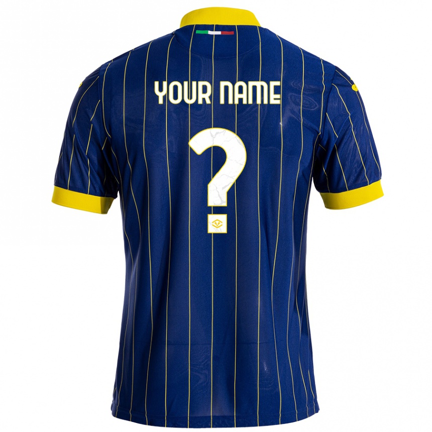 Kids Football Your Name #0 Blue Yellow Home Jersey 2024/25 T-Shirt Uk