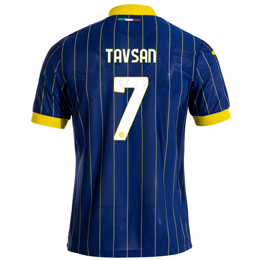 Kids Football Elayis Tavsan #7 Blue Yellow Home Jersey 2024/25 T-Shirt Uk