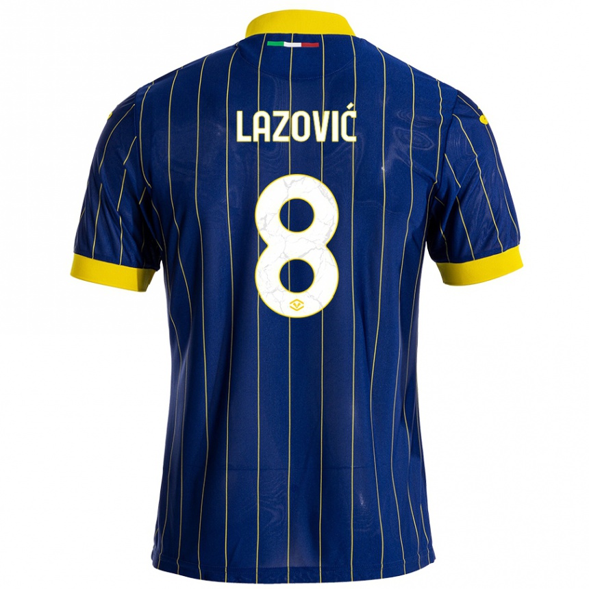 Kids Football Darko Lazović #8 Blue Yellow Home Jersey 2024/25 T-Shirt Uk