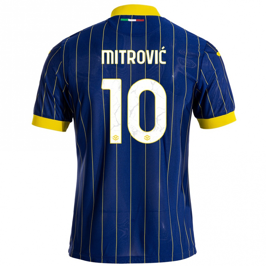 Kids Football Stefan Mitrović #10 Blue Yellow Home Jersey 2024/25 T-Shirt Uk