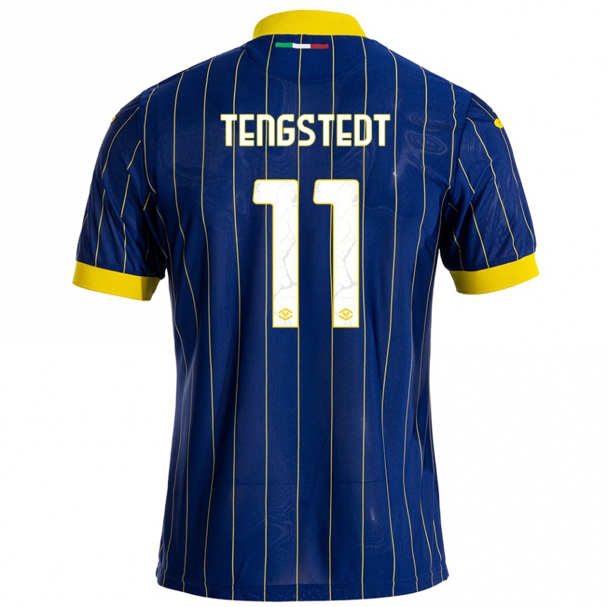 Kids Football Casper Tengstedt #11 Blue Yellow Home Jersey 2024/25 T-Shirt Uk