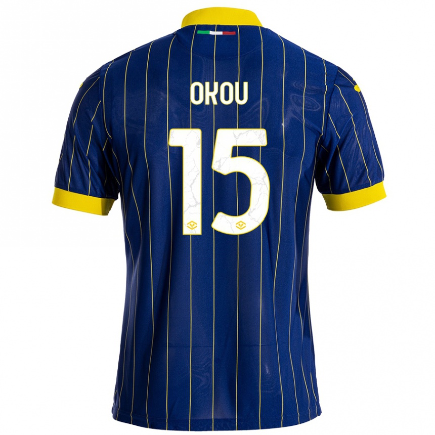 Kids Football Yllan Okou #15 Blue Yellow Home Jersey 2024/25 T-Shirt Uk