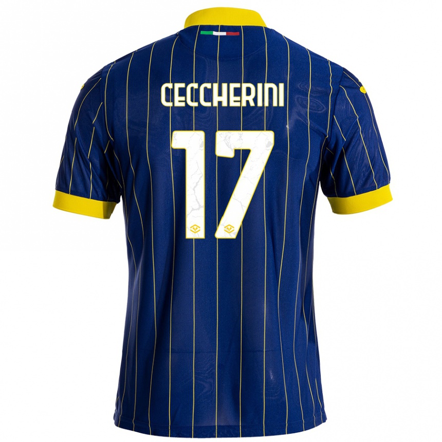 Kids Football Federico Ceccherini #17 Blue Yellow Home Jersey 2024/25 T-Shirt Uk