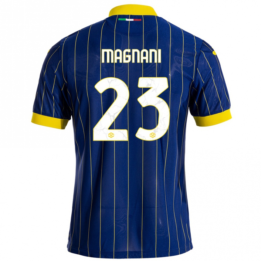 Kids Football Giangiacomo Magnani #23 Blue Yellow Home Jersey 2024/25 T-Shirt Uk