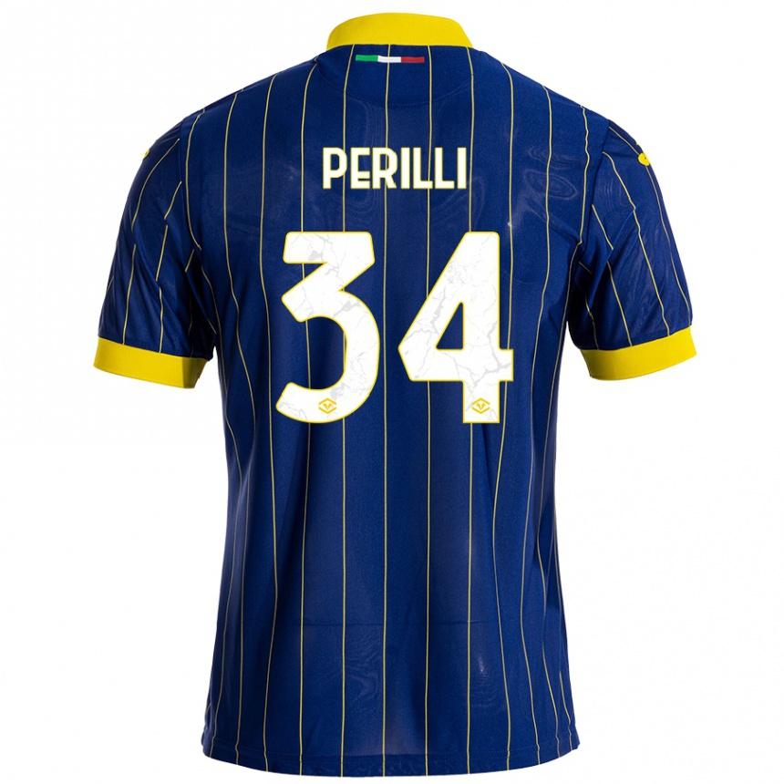 Kids Football Simone Perilli #34 Blue Yellow Home Jersey 2024/25 T-Shirt Uk