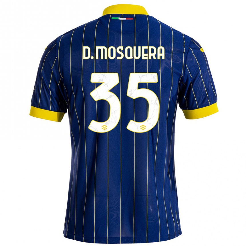 Kids Football Daniel Mosquera #35 Blue Yellow Home Jersey 2024/25 T-Shirt Uk