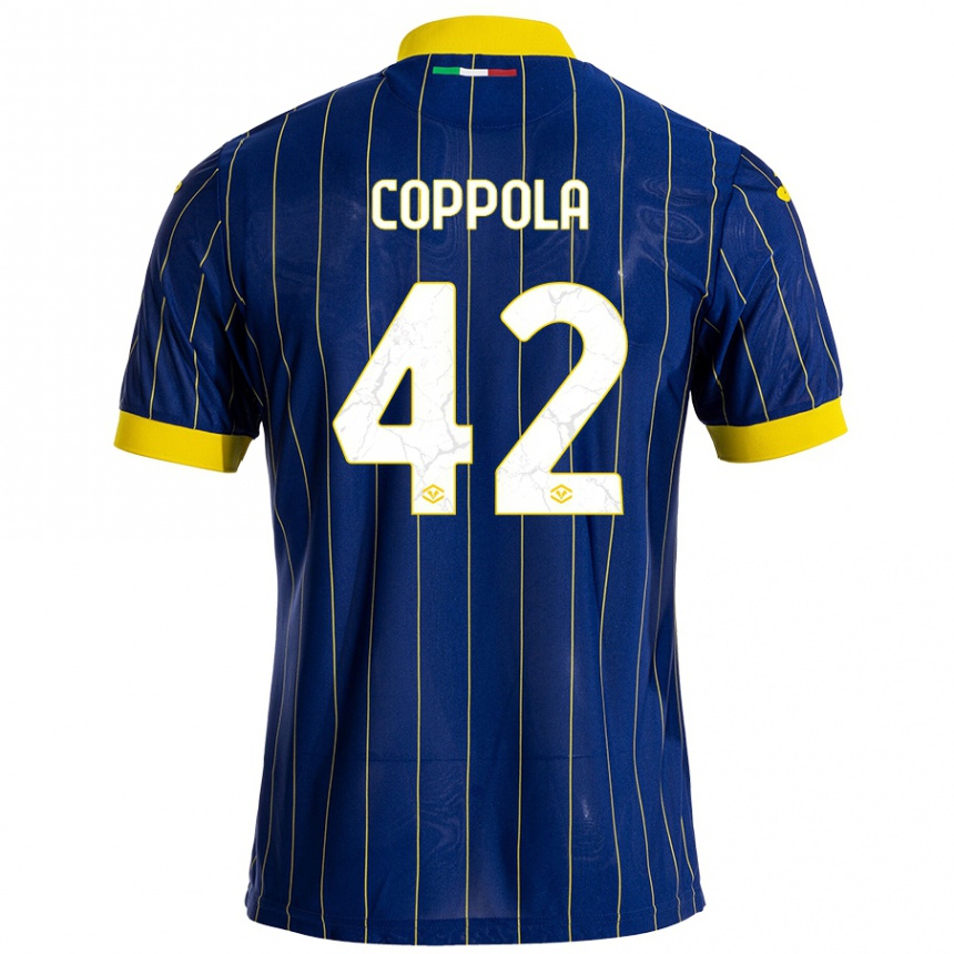 Kids Football Diego Coppola #42 Blue Yellow Home Jersey 2024/25 T-Shirt Uk