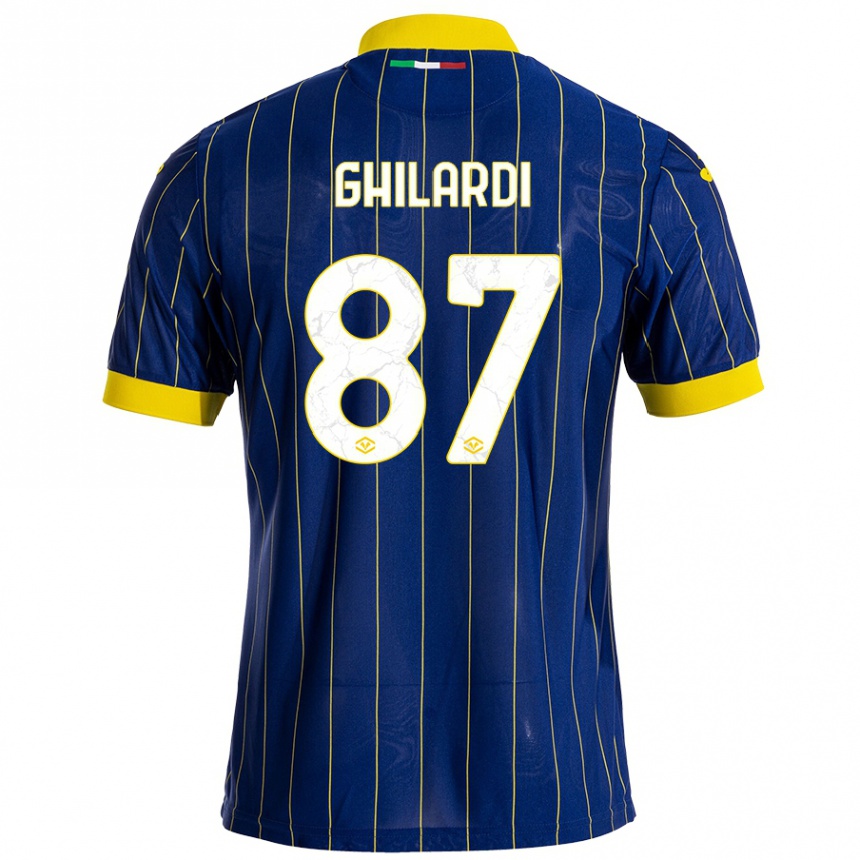 Kids Football Daniele Ghilardi #87 Blue Yellow Home Jersey 2024/25 T-Shirt Uk