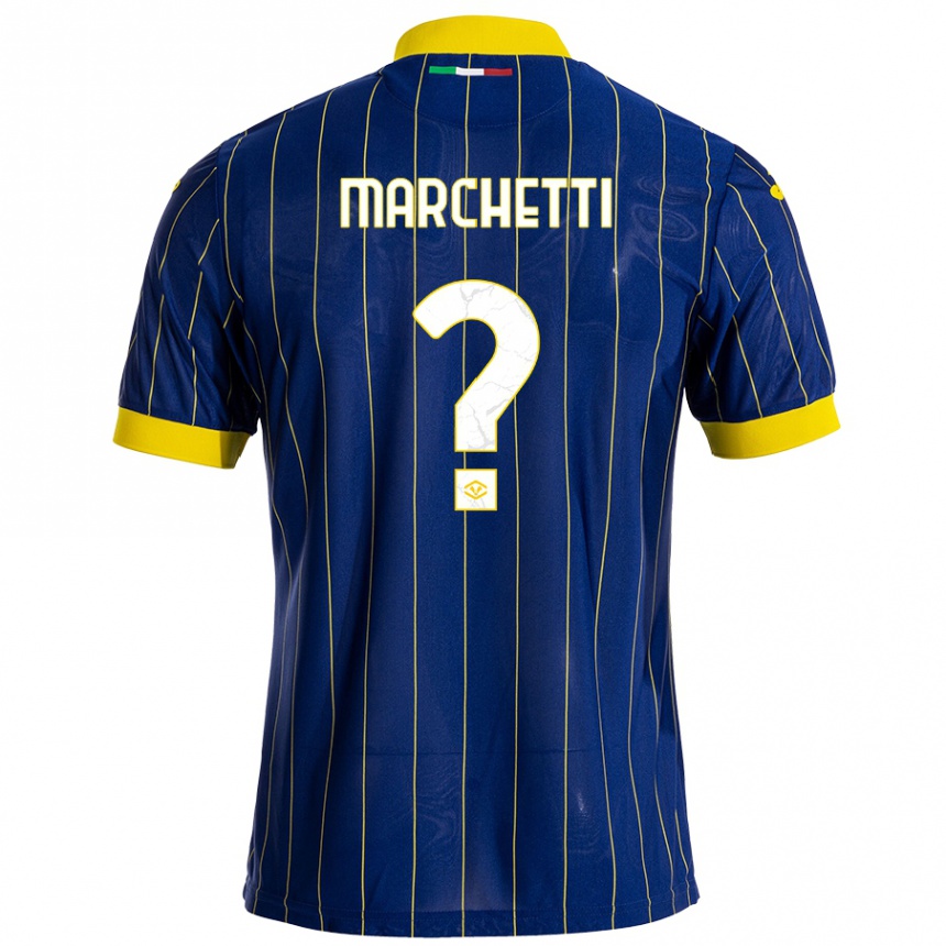 Kids Football Nicolò Marchetti #0 Blue Yellow Home Jersey 2024/25 T-Shirt Uk