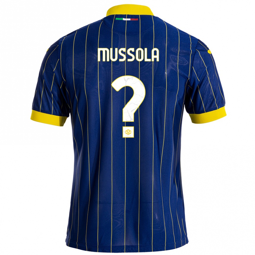 Kids Football Matteo Mussola #0 Blue Yellow Home Jersey 2024/25 T-Shirt Uk