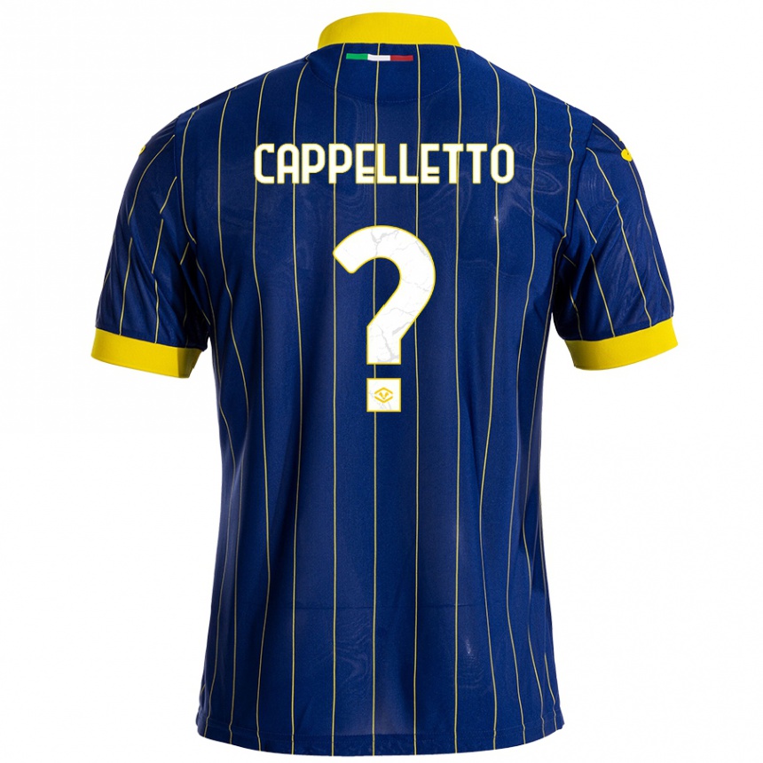 Kids Football Bryan Cappelletto #0 Blue Yellow Home Jersey 2024/25 T-Shirt Uk