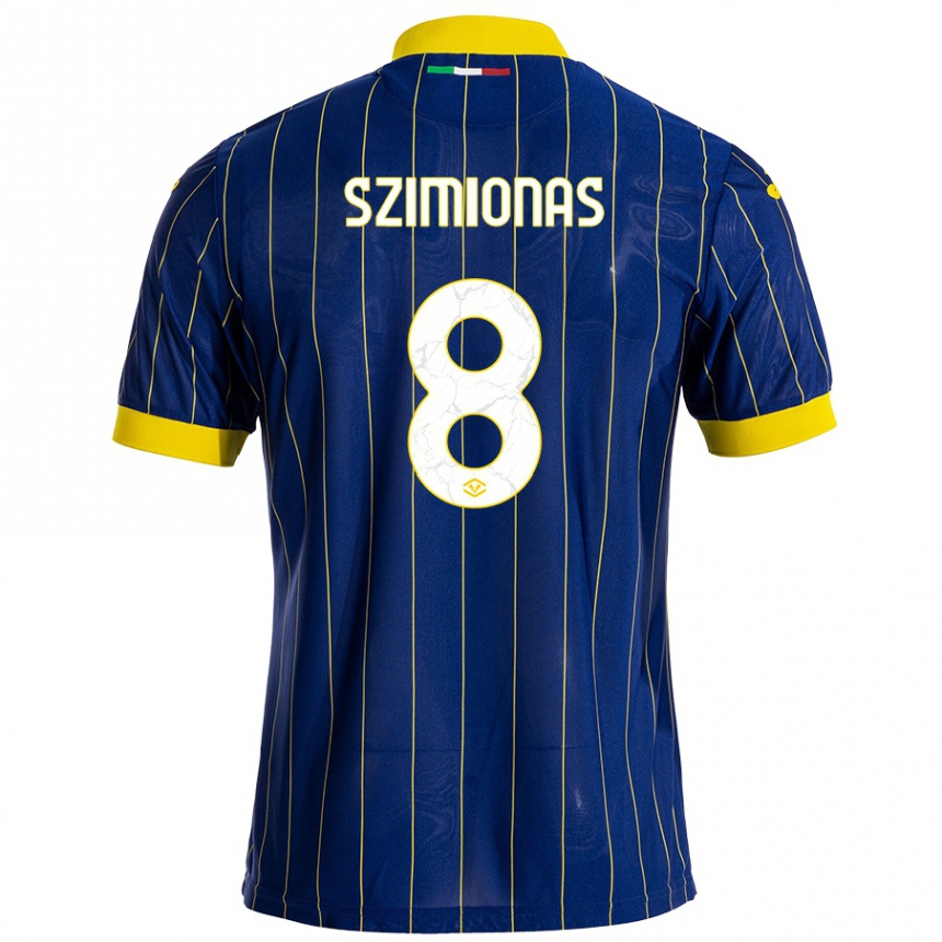 Kids Football Luca Szimionas #8 Blue Yellow Home Jersey 2024/25 T-Shirt Uk