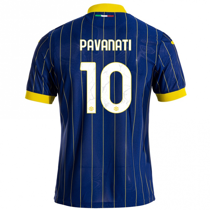 Kids Football Alessandro Pavanati #10 Blue Yellow Home Jersey 2024/25 T-Shirt Uk