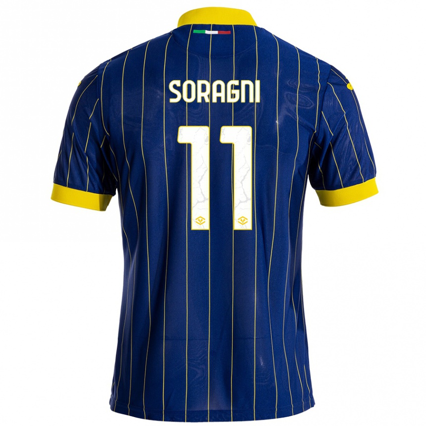 Kids Football Alberto Soragni #11 Blue Yellow Home Jersey 2024/25 T-Shirt Uk