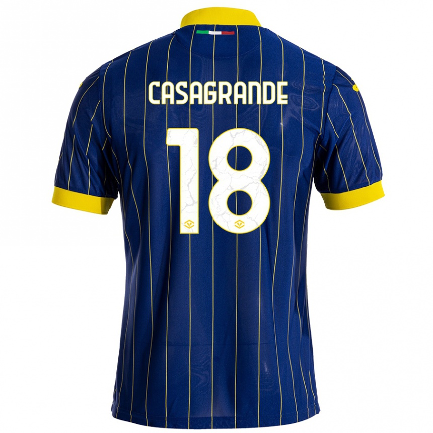 Kids Football Davide Casagrande #18 Blue Yellow Home Jersey 2024/25 T-Shirt Uk