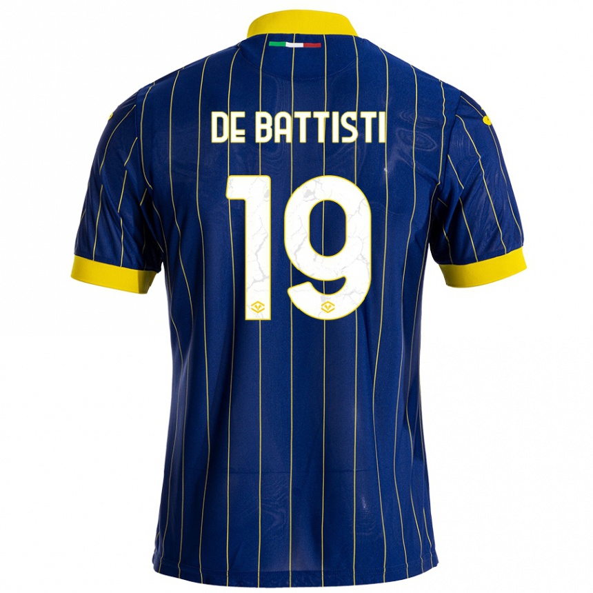 Kids Football Davide De Battisti #19 Blue Yellow Home Jersey 2024/25 T-Shirt Uk