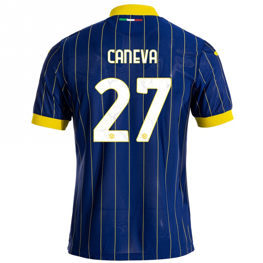 Kids Football Elia Caneva #27 Blue Yellow Home Jersey 2024/25 T-Shirt Uk