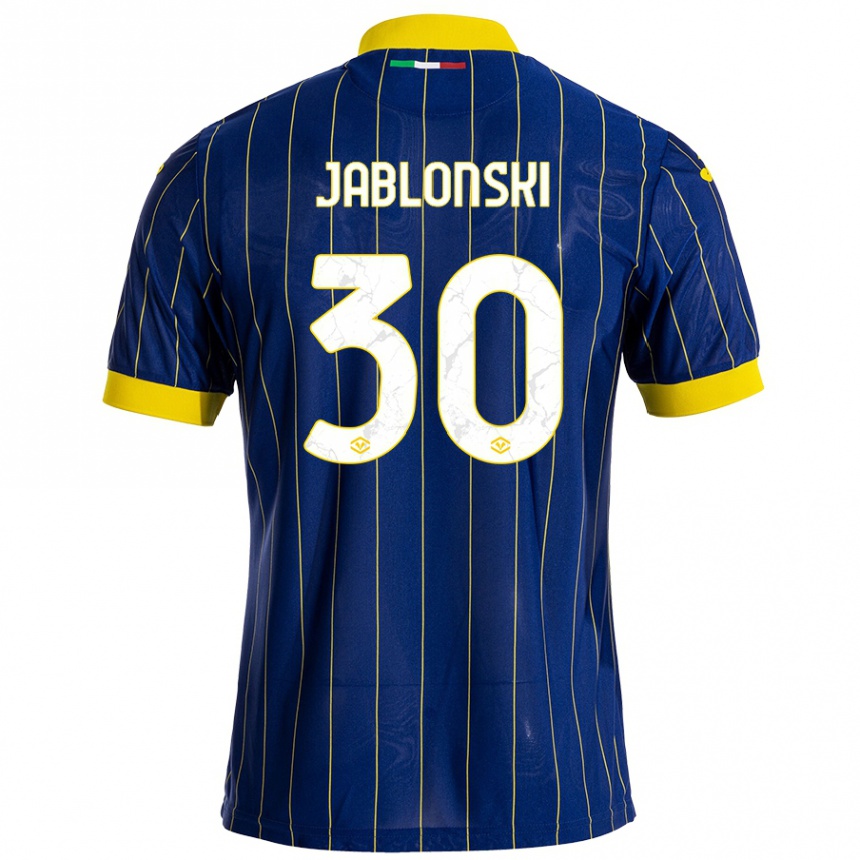 Kids Football Darvin Jablonski #30 Blue Yellow Home Jersey 2024/25 T-Shirt Uk