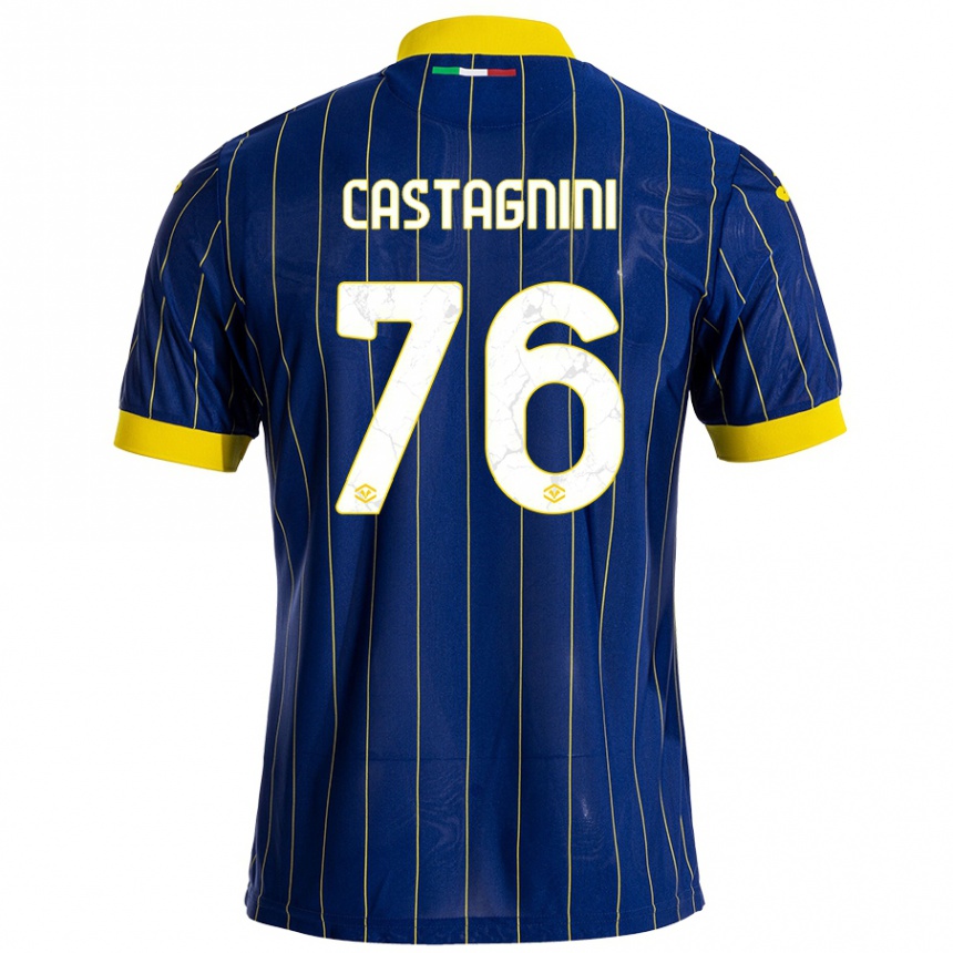 Kids Football Mirko Castagnini #76 Blue Yellow Home Jersey 2024/25 T-Shirt Uk