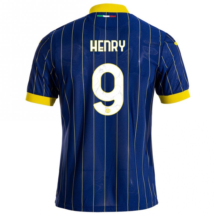 Kids Football Thomas Henry #9 Blue Yellow Home Jersey 2024/25 T-Shirt Uk