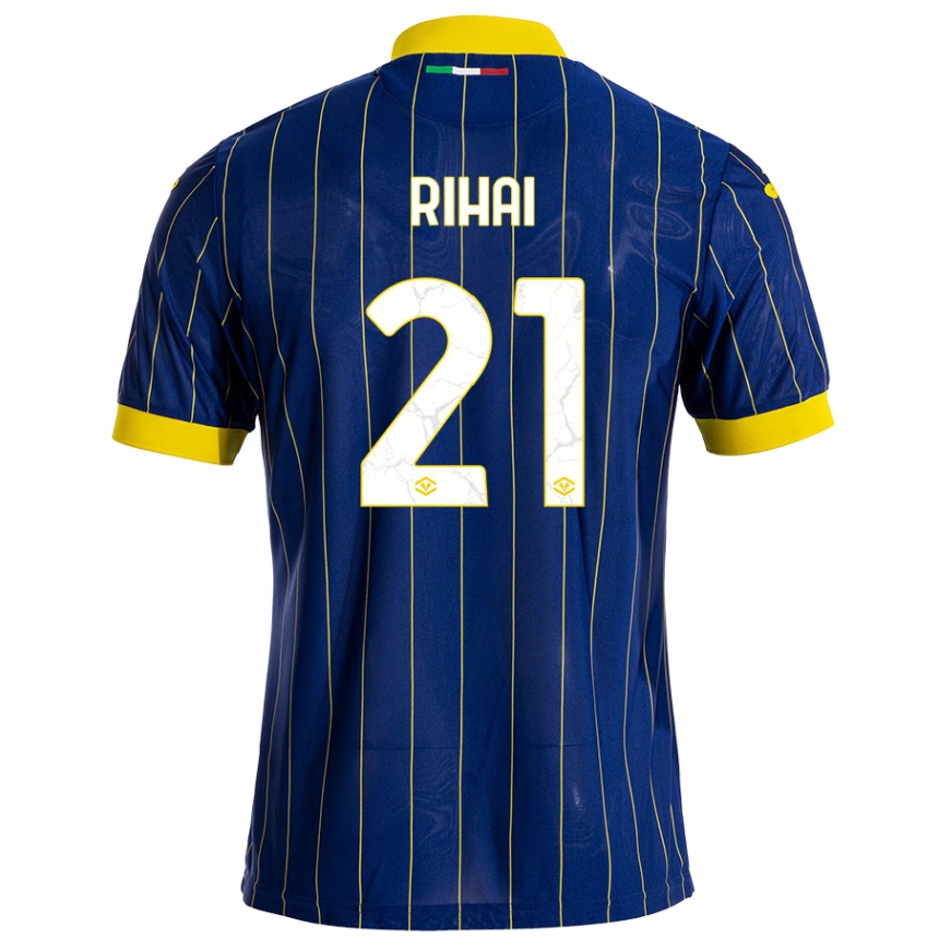 Kids Football Aiman Rihai #21 Blue Yellow Home Jersey 2024/25 T-Shirt Uk