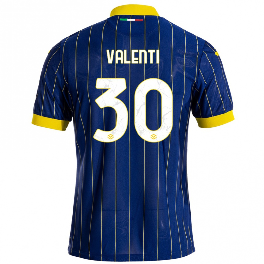 Kids Football Francesco Valenti #30 Blue Yellow Home Jersey 2024/25 T-Shirt Uk