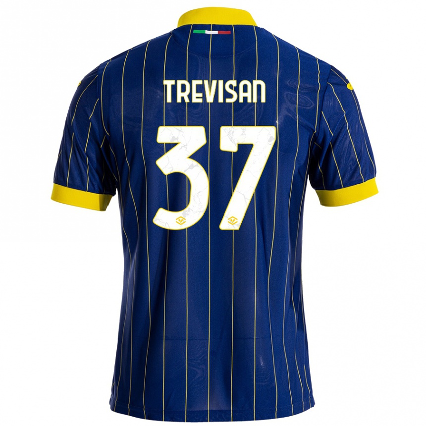 Kids Football Michael Trevisan #37 Blue Yellow Home Jersey 2024/25 T-Shirt Uk