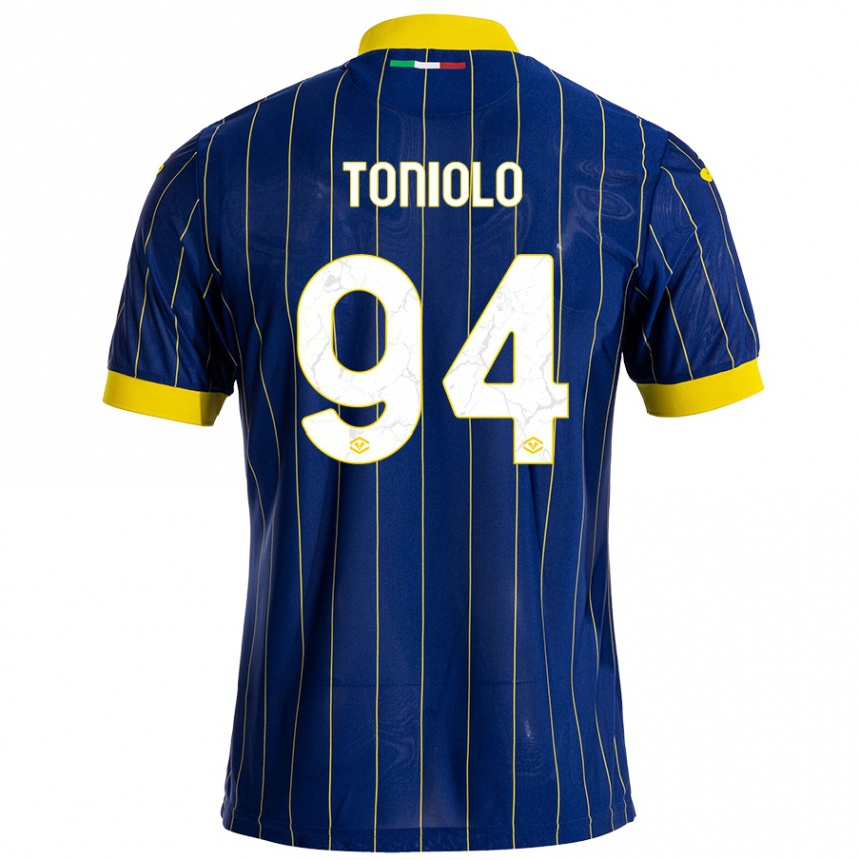 Kids Football Giacomo Toniolo #94 Blue Yellow Home Jersey 2024/25 T-Shirt Uk