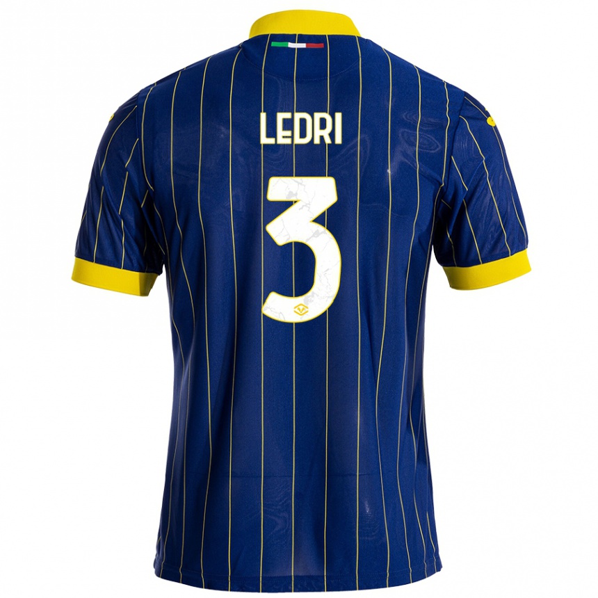 Kids Football Michela Ledri #3 Blue Yellow Home Jersey 2024/25 T-Shirt Uk