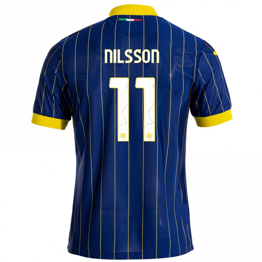 Kids Football Sara Nilsson #11 Blue Yellow Home Jersey 2024/25 T-Shirt Uk