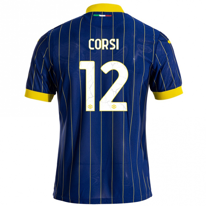 Kids Football Sara Corsi #12 Blue Yellow Home Jersey 2024/25 T-Shirt Uk