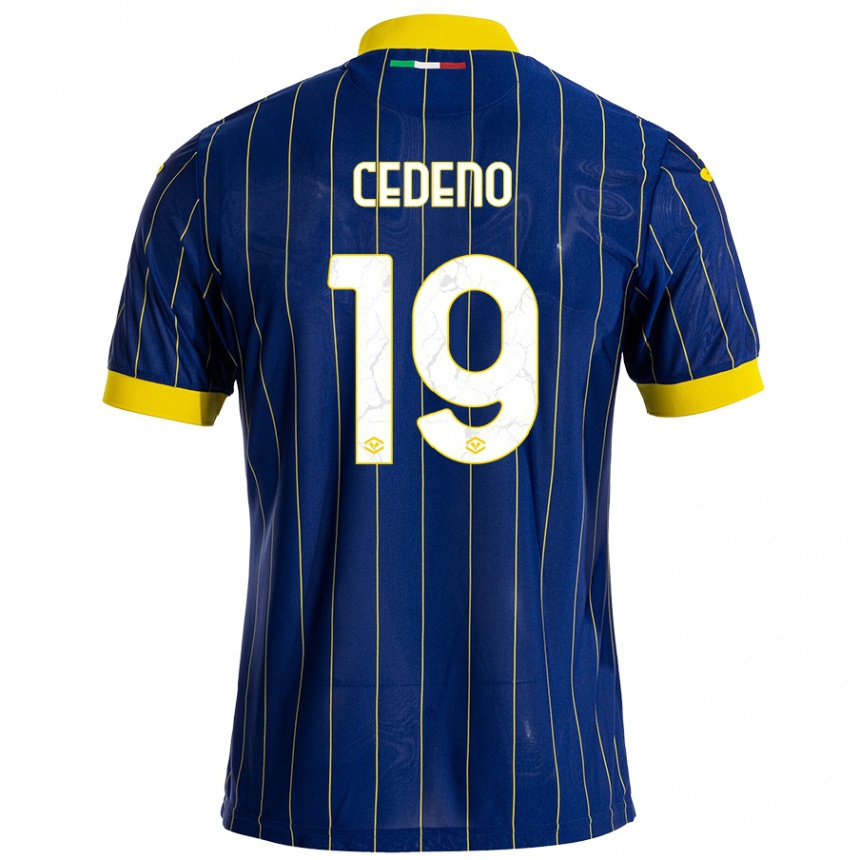 Kids Football Lineth Cedeno #19 Blue Yellow Home Jersey 2024/25 T-Shirt Uk