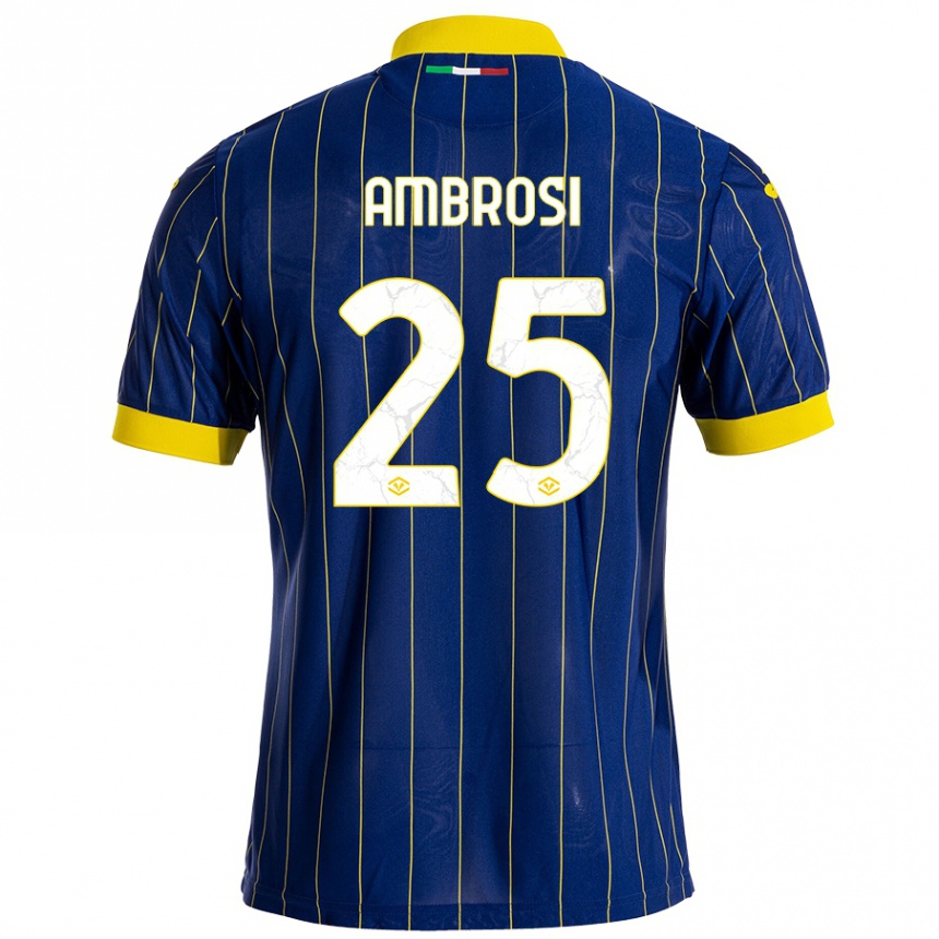 Kids Football Caterina Ambrosi #25 Blue Yellow Home Jersey 2024/25 T-Shirt Uk