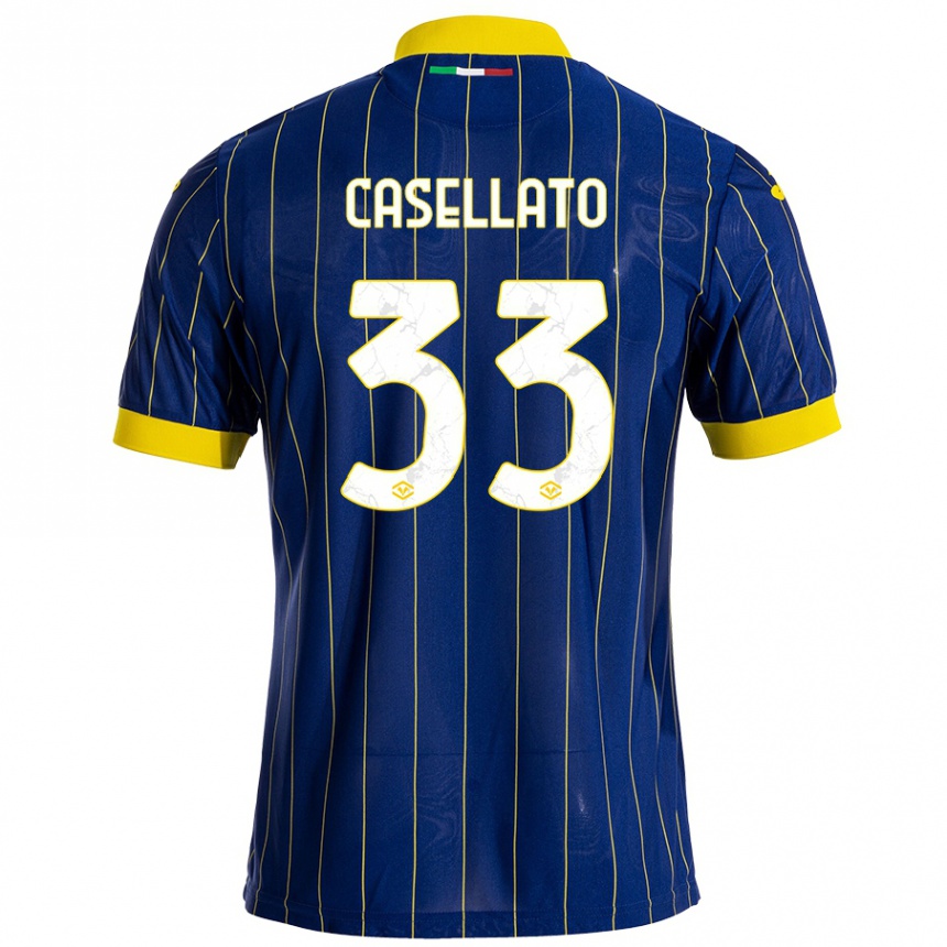 Kids Football Elisa Casellato #33 Blue Yellow Home Jersey 2024/25 T-Shirt Uk