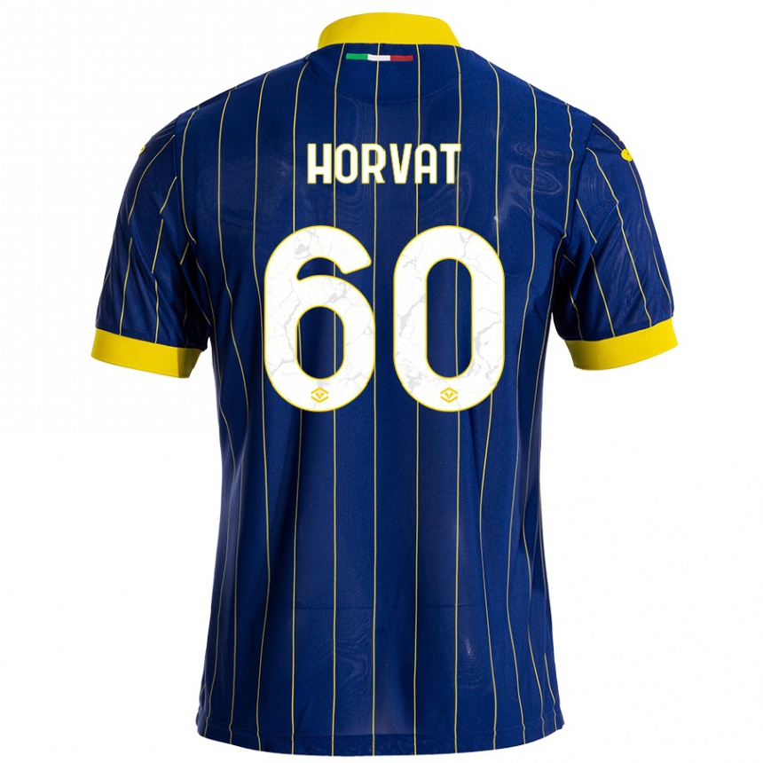 Kids Football Mihaela Horvat #60 Blue Yellow Home Jersey 2024/25 T-Shirt Uk