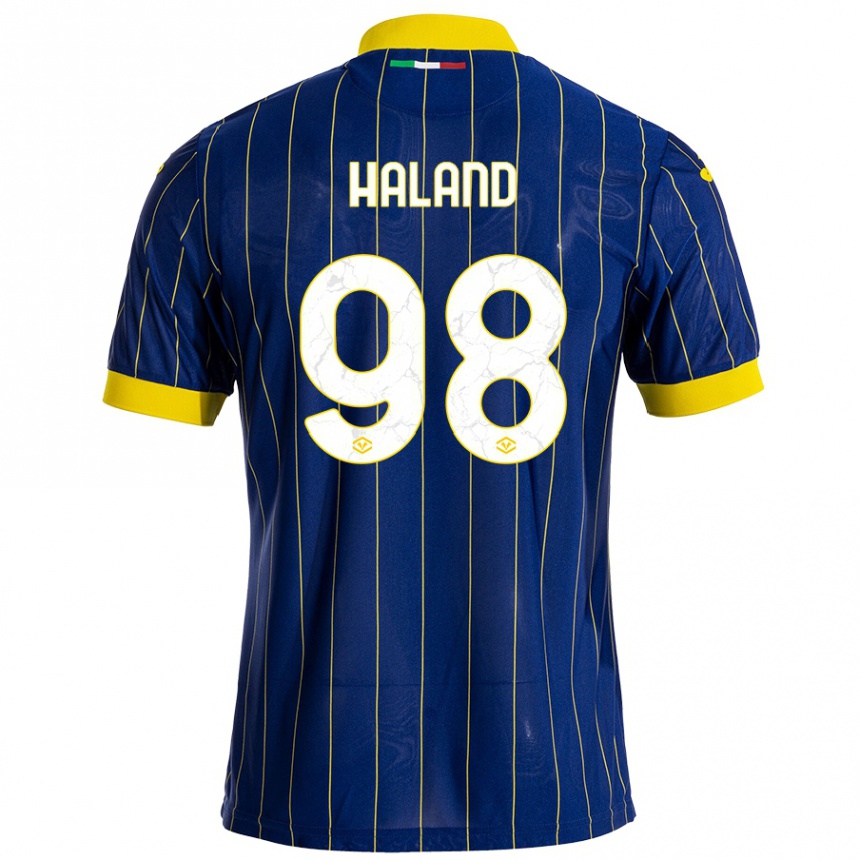 Kids Football Benedicte Iversen Håland #98 Blue Yellow Home Jersey 2024/25 T-Shirt Uk