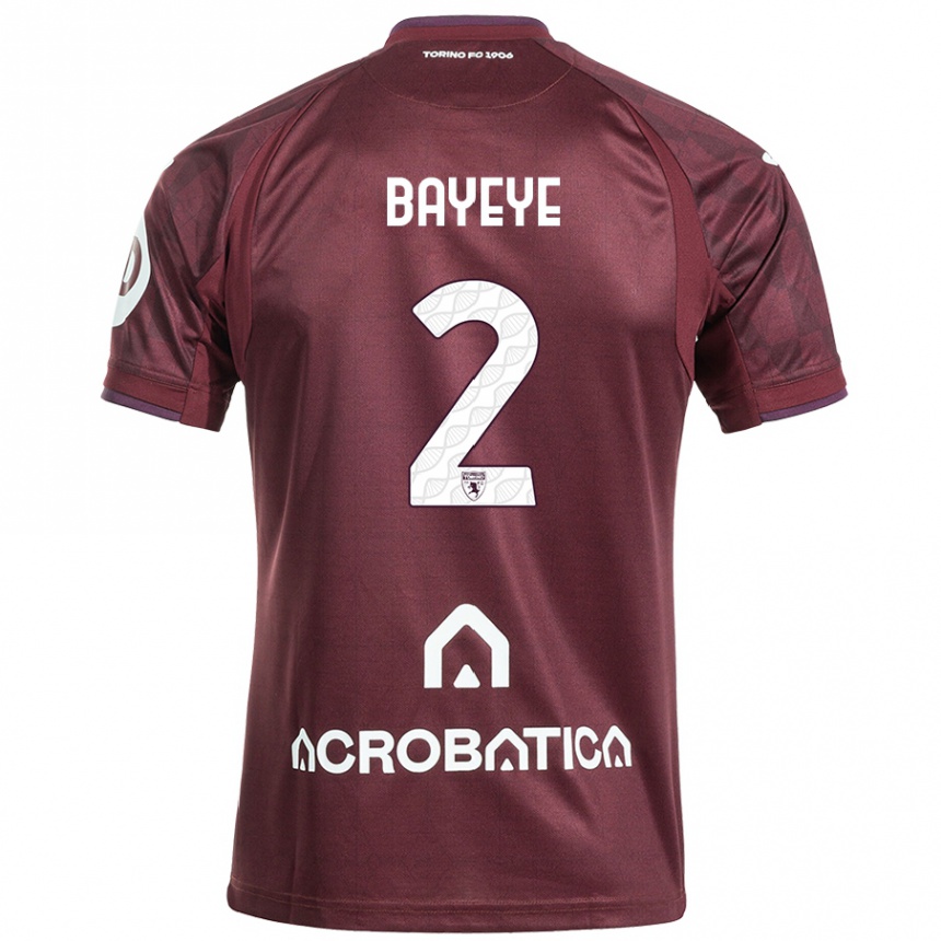 Kids Football Brian Bayeye #2 Maroon White Home Jersey 2024/25 T-Shirt Uk